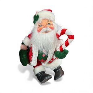 Annalee Santa Doll 2005 9” Christmas Santa with Candy Cane Holiday Figure VTG